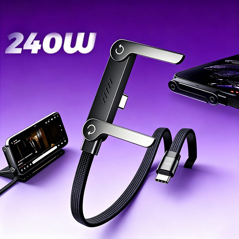 240W USB C to C Fast Charging Cable 1.5M Foldable Phone Stand Holder