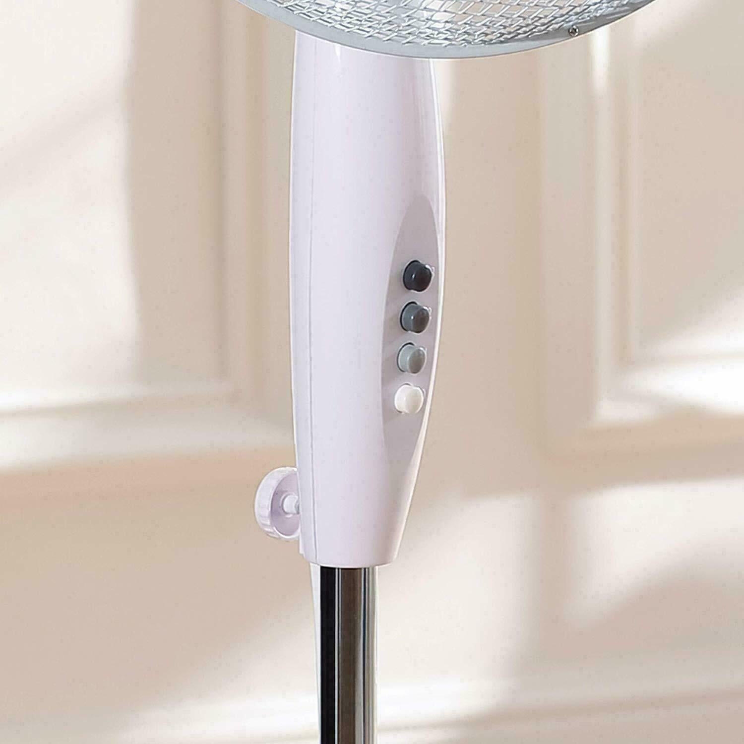 16" INCH FAN 3 SPEED SETTINGS OSCILLATING PEDESTAL FREE STANDING WHITE STAND FAN