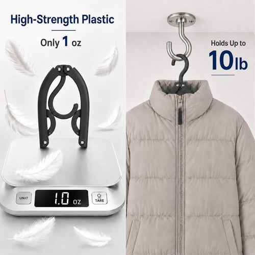 12Pcs Foldable Clothes Hangers for Traveling Black