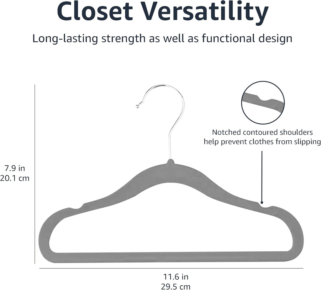 Velvet Non-Slip Clothes Hangers for Babies and Toddlers  Kids, 29.5Cm (11.6Inch), Pack of 30 Pieces, Blue
