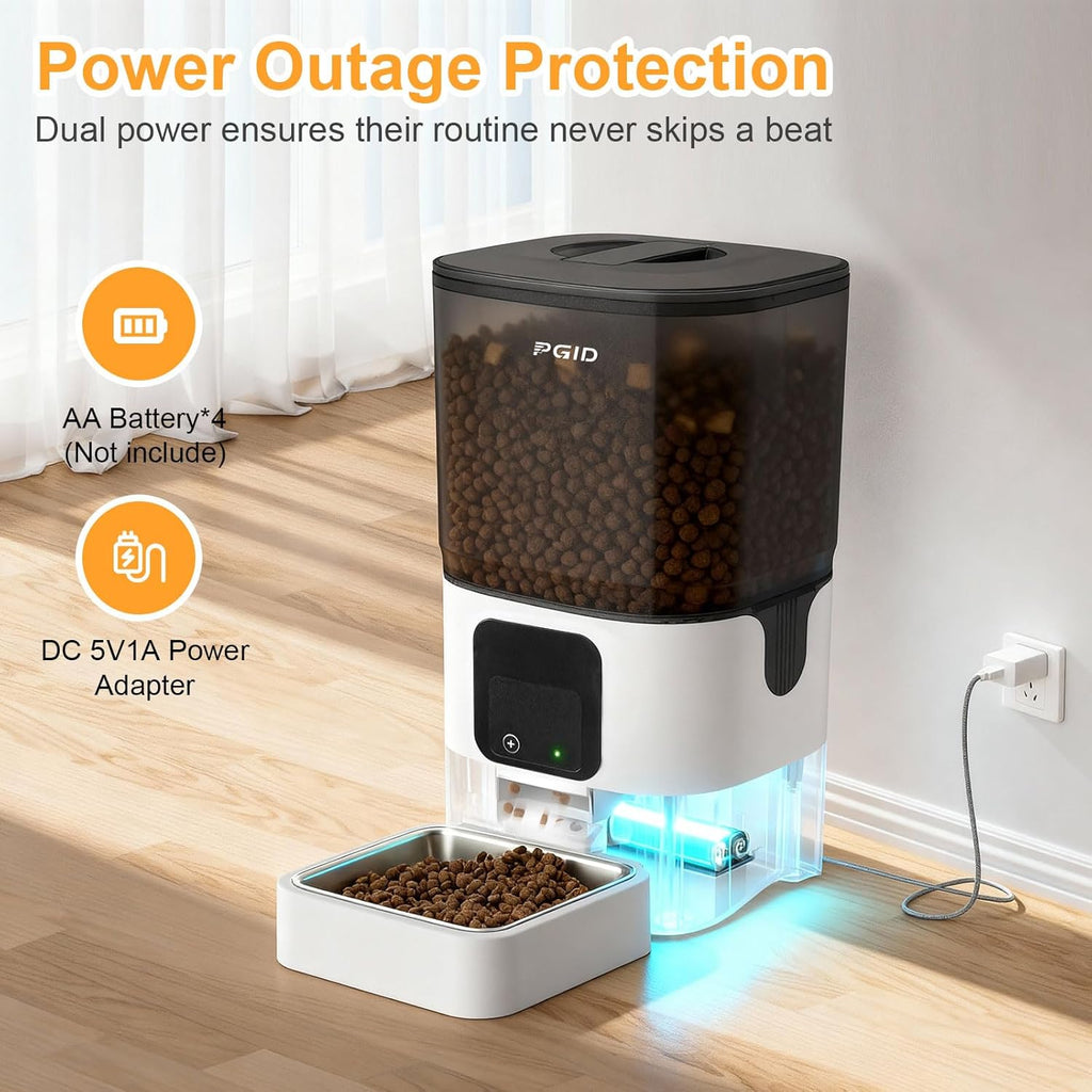 Smart 6L Wi-Fi Pet Feeder with APP Control, Dual Power & Anti-Clog System - Perfect for Cats and Dogs!