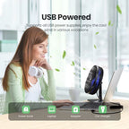 Portable USB Desk Fan with 90° Adjustable Cooling, Ultra-Quiet Operation, and 3 Speed Settings for Home and Office Use