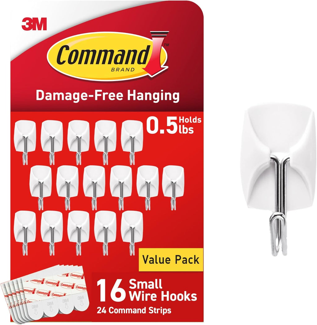 GP067-16NA Small Wire Hardware, Silver, White, 16 Hooks
