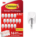 GP067-16NA Small Wire Hardware, Silver, White, 16 Hooks