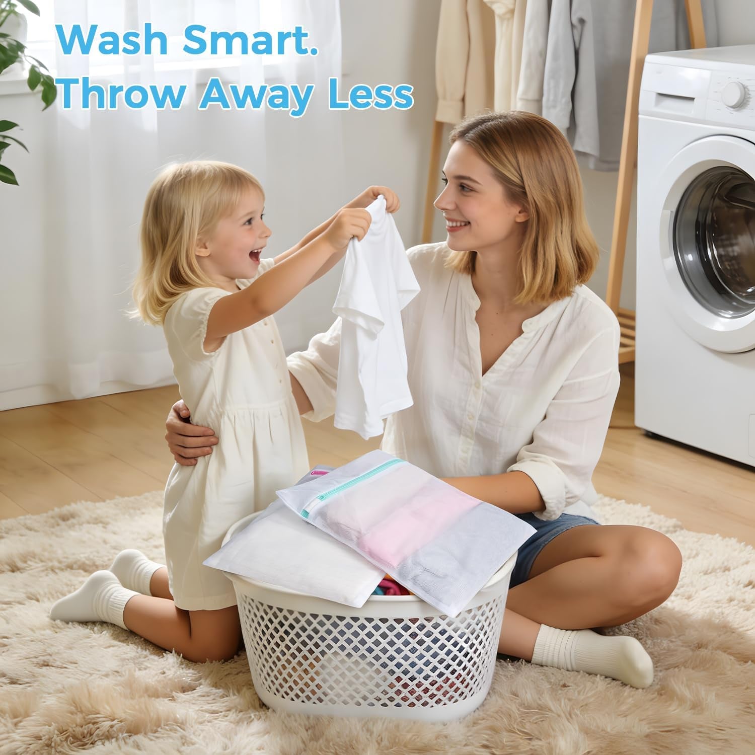 Mesh Laundry Bags, Washing Machine Wash Bags, Reusable and Durable Mesh Wash Bags for Delicate Blouse, Hosiery, Underwear, Bra, Lingerie and Baby Clothes, Great for Travel Storage Organization
