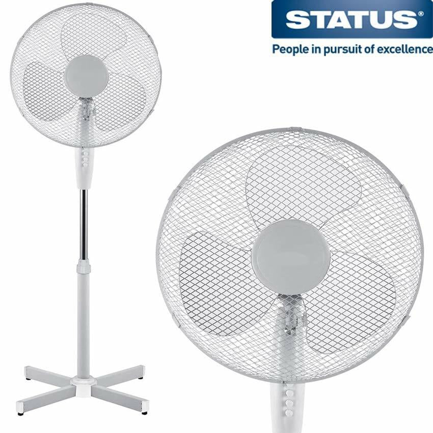 16" INCH FAN 3 SPEED SETTINGS OSCILLATING PEDESTAL FREE STANDING WHITE STAND FAN