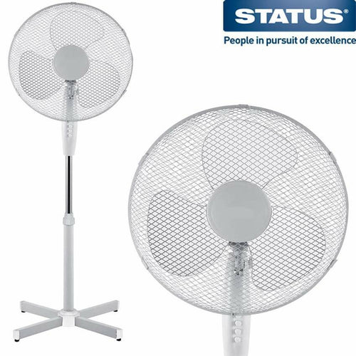 16" INCH FAN 3 SPEED SETTINGS OSCILLATING PEDESTAL FREE STANDING WHITE STAND FAN