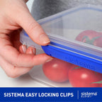 KLIP IT Food Storage Container | 7 L | Stackable & Airtight Fridge/Freezer Food Box with Lid | Bpa-Free Plastic | Blue Clips | 1 Count