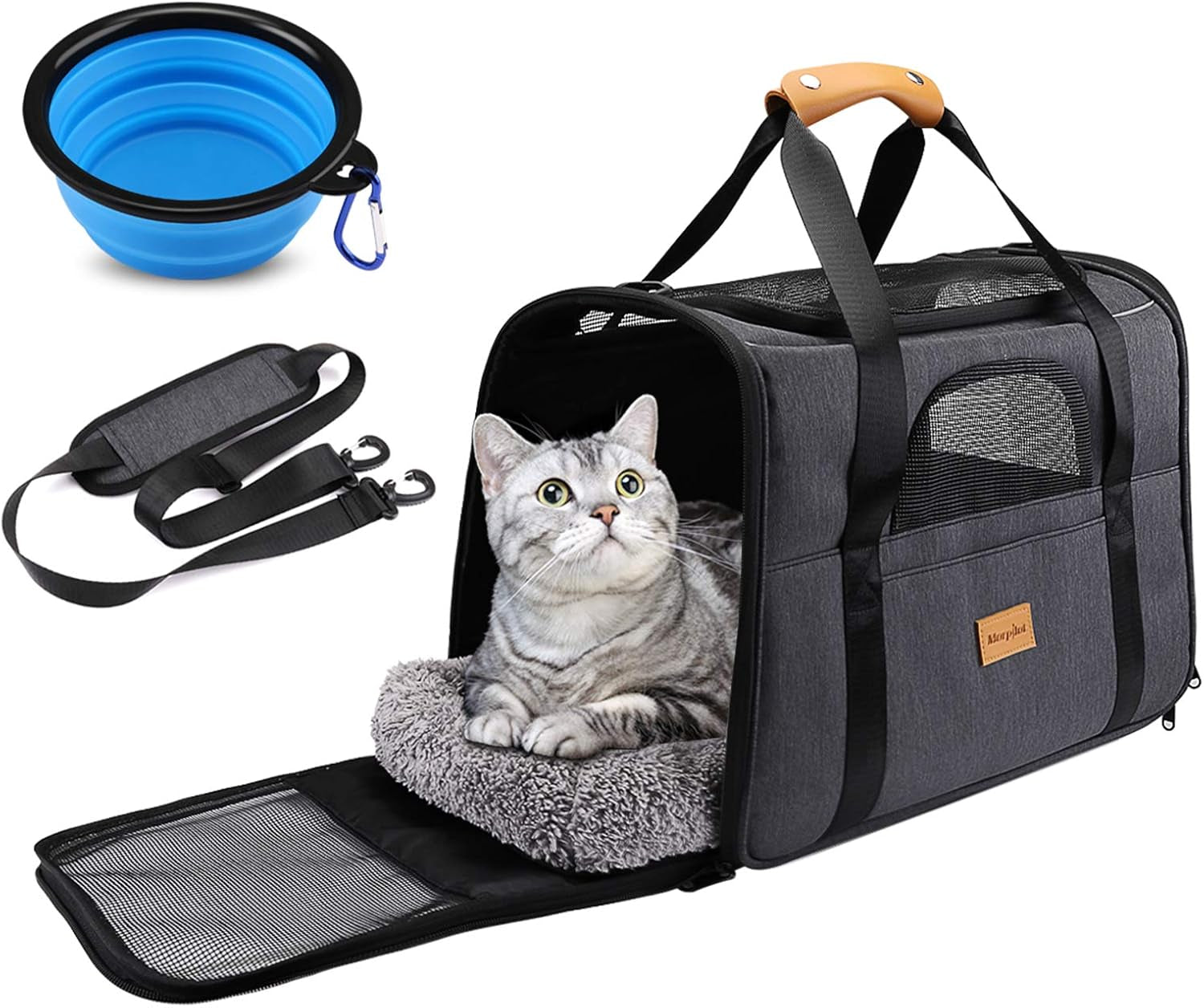 Ultimate Airline-Approved Portable Cat Carrier - Soft-Sided Travel Bag for Cats & Small Dogs with Shoulder Strap, Removable Mat, and Pet Bowl