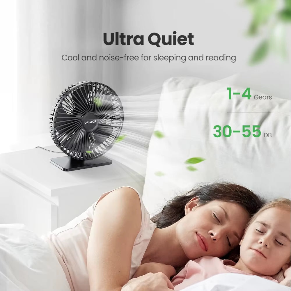 Portable USB Desk Fan with 90° Adjustable Cooling, Ultra-Quiet Operation, and 3 Speed Settings for Home and Office Use