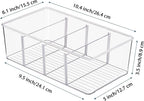 4 Pack Food Storage Organizer Bins, Clear Plastic Bins for Pantry, Kitchen, Fridge, Cabinet Organization and Storage, 4 Compartment Holder Packets, Snacks, Pouches, Spice Packets