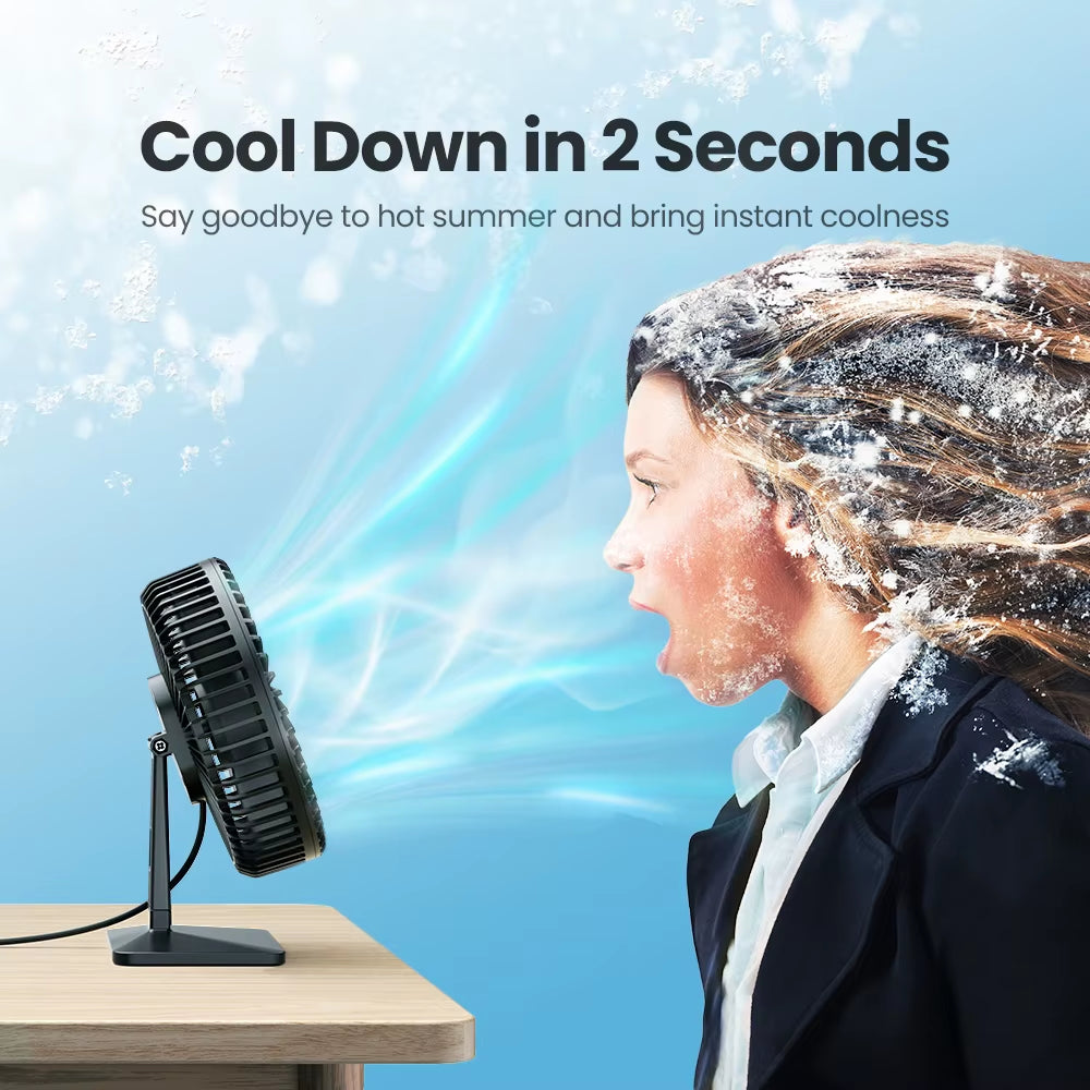 Portable USB Desk Fan with 90° Adjustable Cooling, Ultra-Quiet Operation, and 3 Speed Settings for Home and Office Use